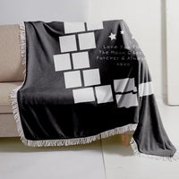 HKM-330771 Heart-Shaped Moon Double-Sided Flannel Blanket - Soft Polyester Fiber for All Seasons, Multiple Sizes Available