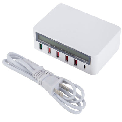 HKM-330835 Multi-Port USB Charger with Smart LCD Display and QC3.0 Fast Charging - Type-C Compatible