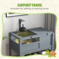 HKM-3308477 Gray Tortoise Habitat with Storage Shelf and Weather Protection for Indoor Use