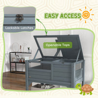 HKM-3308477 Gray Tortoise Habitat with Storage Shelf and Weather Protection for Indoor Use