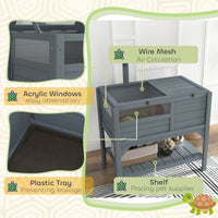 HKM-3308477 Gray Tortoise Habitat with Storage Shelf and Weather Protection for Indoor Use
