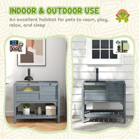 HKM-3308477 Gray Tortoise Habitat with Storage Shelf and Weather Protection for Indoor Use