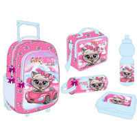 HKM-330899 5-in-1 Travel Trolley Backpack with Wheels for Girls - Versatile School Bag