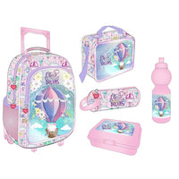 HKM-330899 5-in-1 Travel Trolley Backpack with Wheels for Girls - Versatile School Bag