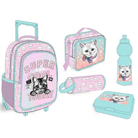 HKM-330899 5-in-1 Travel Trolley Backpack with Wheels for Girls - Versatile School Bag