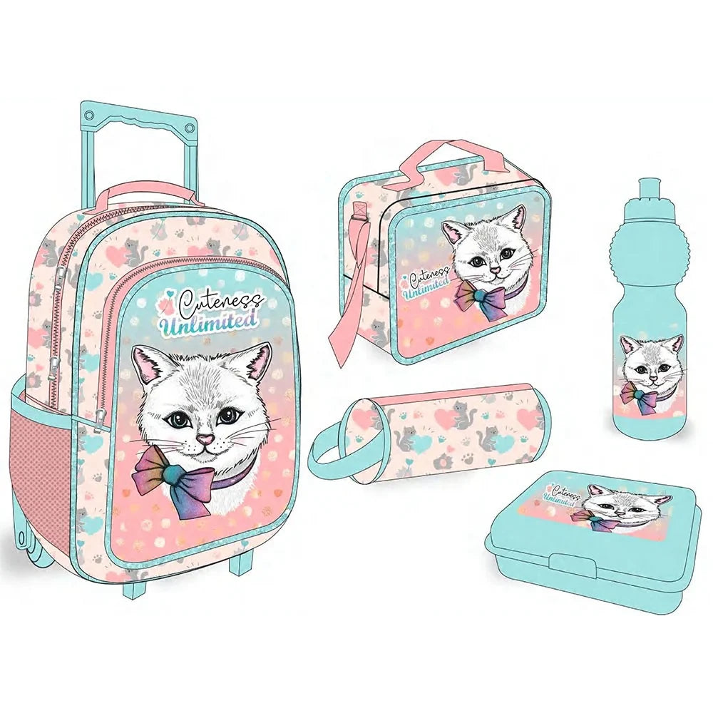 HKM-330899 5-in-1 Travel Trolley Backpack with Wheels for Girls - Versatile School Bag