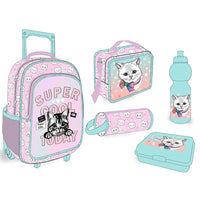 HKM-330899 5-in-1 Travel Trolley Backpack with Wheels for Girls - Versatile School Bag