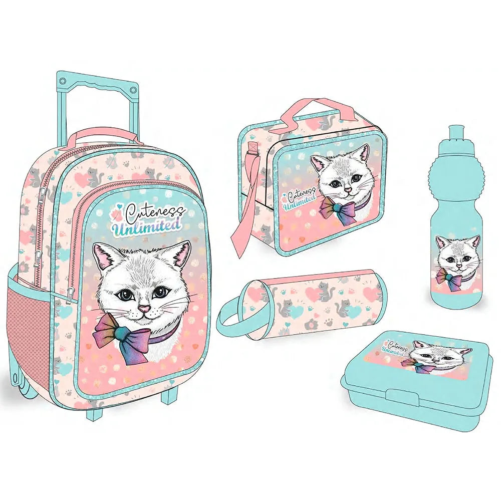 HKM-330899 5-in-1 Travel Trolley Backpack with Wheels for Girls - Versatile School Bag