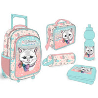 HKM-330899 5-in-1 Travel Trolley Backpack with Wheels for Girls - Versatile School Bag