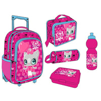 HKM-330899 5-in-1 Travel Trolley Backpack with Wheels for Girls - Versatile School Bag