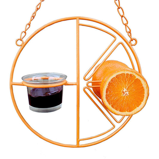 HKM-331027 Metal Oriole Bird Feeder with Orange Fruit Holder for Outdoor Garden and Hummingbirds