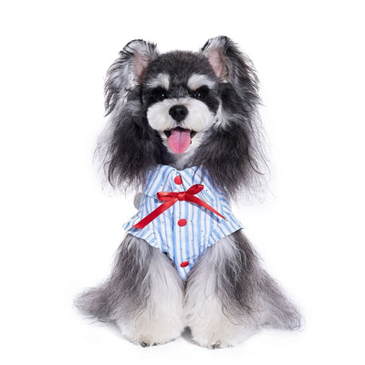 HKM-3310397 Cute Blue Summer Thin Shirt for Schnauzer Pets - Casual Wear
