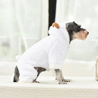 HKM-3311165 Cozy White Velvet Small Dog Teddy Outfit - Four-Legged Clothing for Pets
