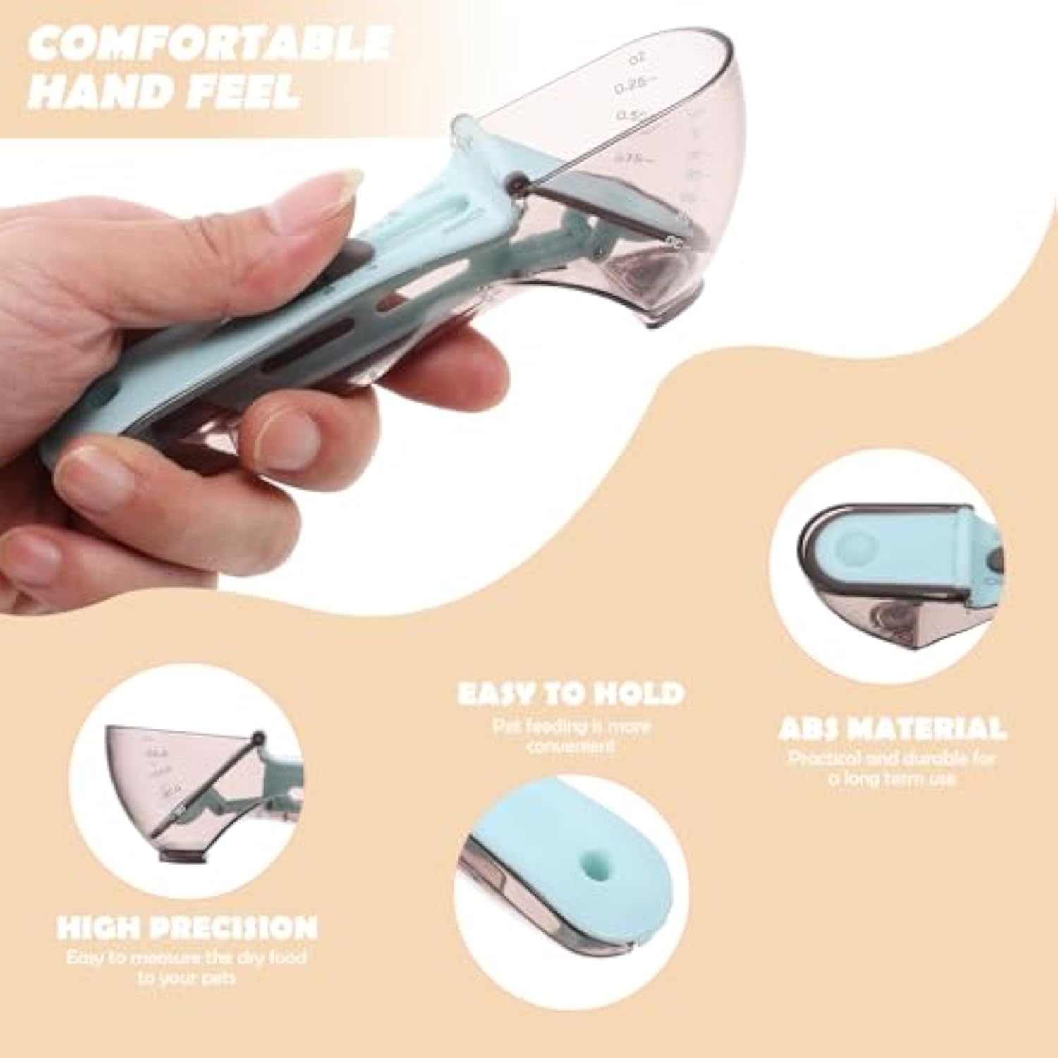 HKM-3312061 Pet Food Measuring Spoon and Scale - Stainless Steel Lightweight Scoop for Precise Portion Control