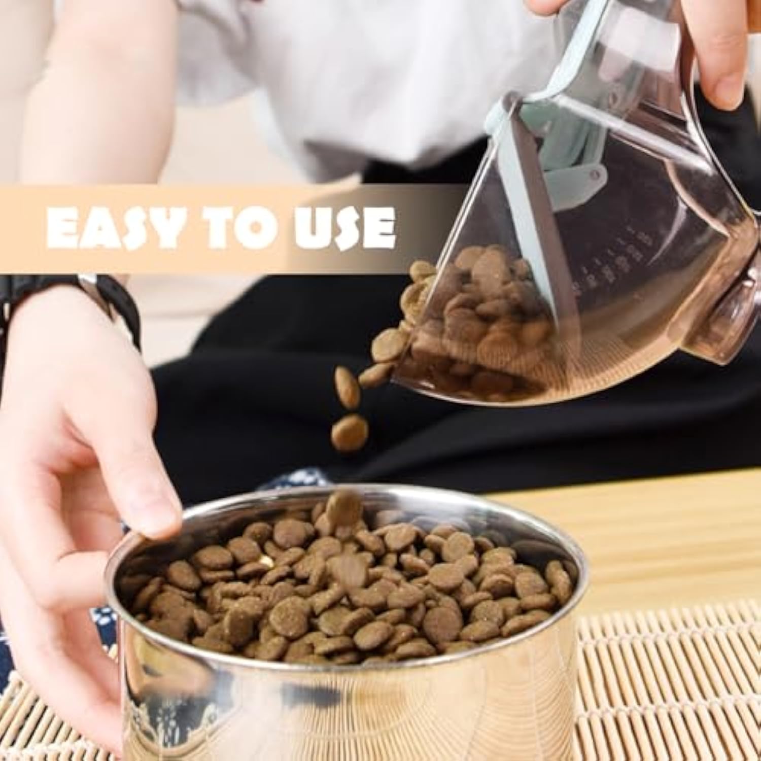 HKM-3312061 Pet Food Measuring Spoon and Scale - Stainless Steel Lightweight Scoop for Precise Portion Control