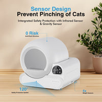 HKM-331219 66L Self-Cleaning Electric Cat Litter Box with Odor Control and Tuya APP Connectivity