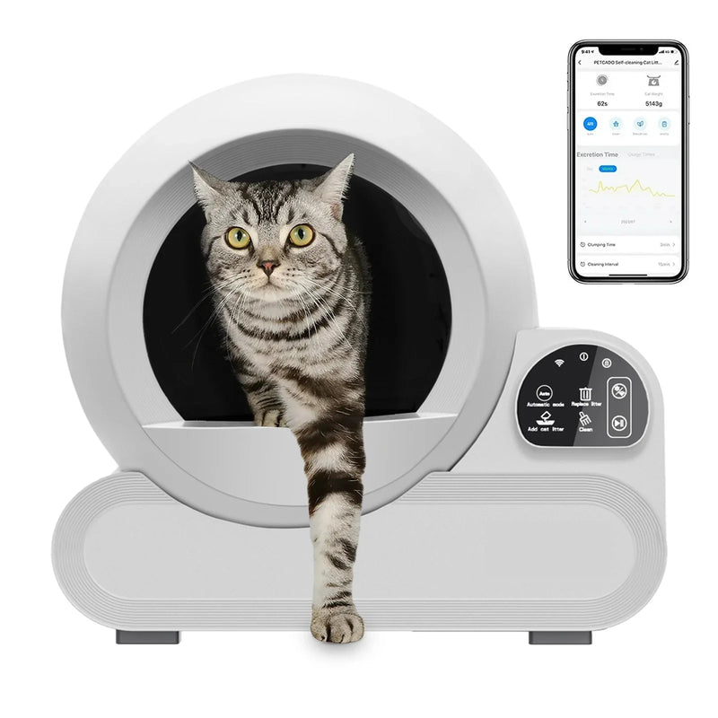 HKM-331219 66L Self-Cleaning Electric Cat Litter Box with Odor Control and Tuya APP Connectivity