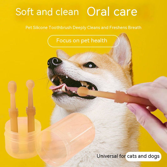 HKM-3312445 Pet Silicone Finger Toothbrush and Three-Piece Toothbrush Set for Cats and Dogs