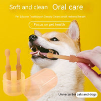 HKM-3312445 Pet Silicone Finger Toothbrush and Three-Piece Toothbrush Set for Cats and Dogs