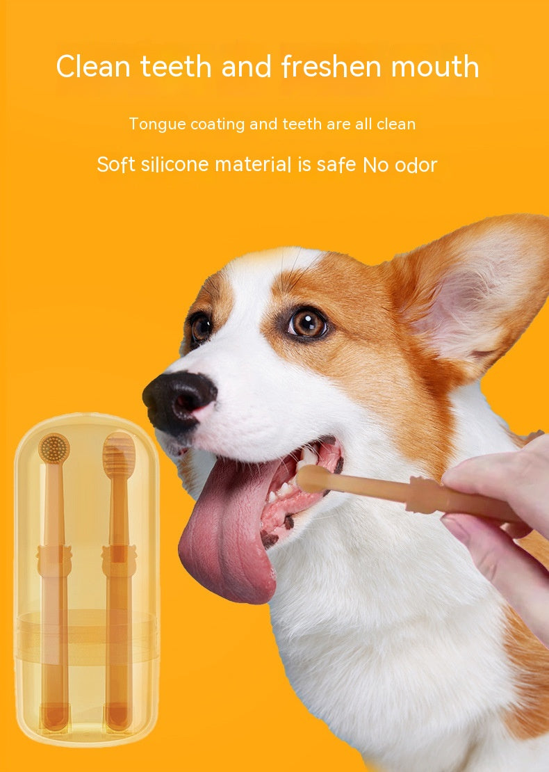 HKM-3312445 Pet Silicone Finger Toothbrush and Three-Piece Toothbrush Set for Cats and Dogs