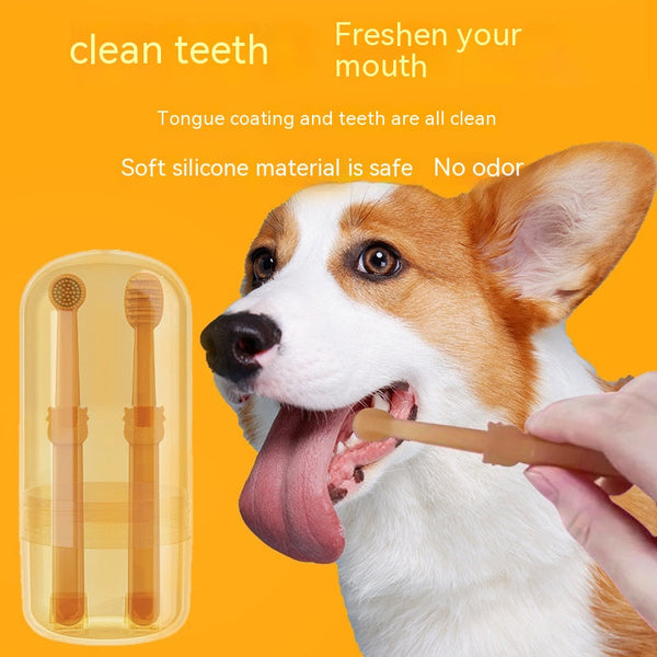HKM-3312445 Pet Silicone Finger Toothbrush and Three-Piece Toothbrush Set for Cats and Dogs