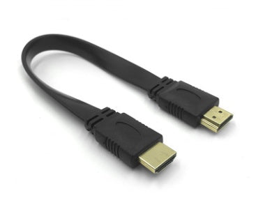 HKM-331283 Flat HDMI Cable, Version 1.4, 0.3m, Oxygen-Free Copper, Gold Plated, Ideal for Set Top Box and TV Connections