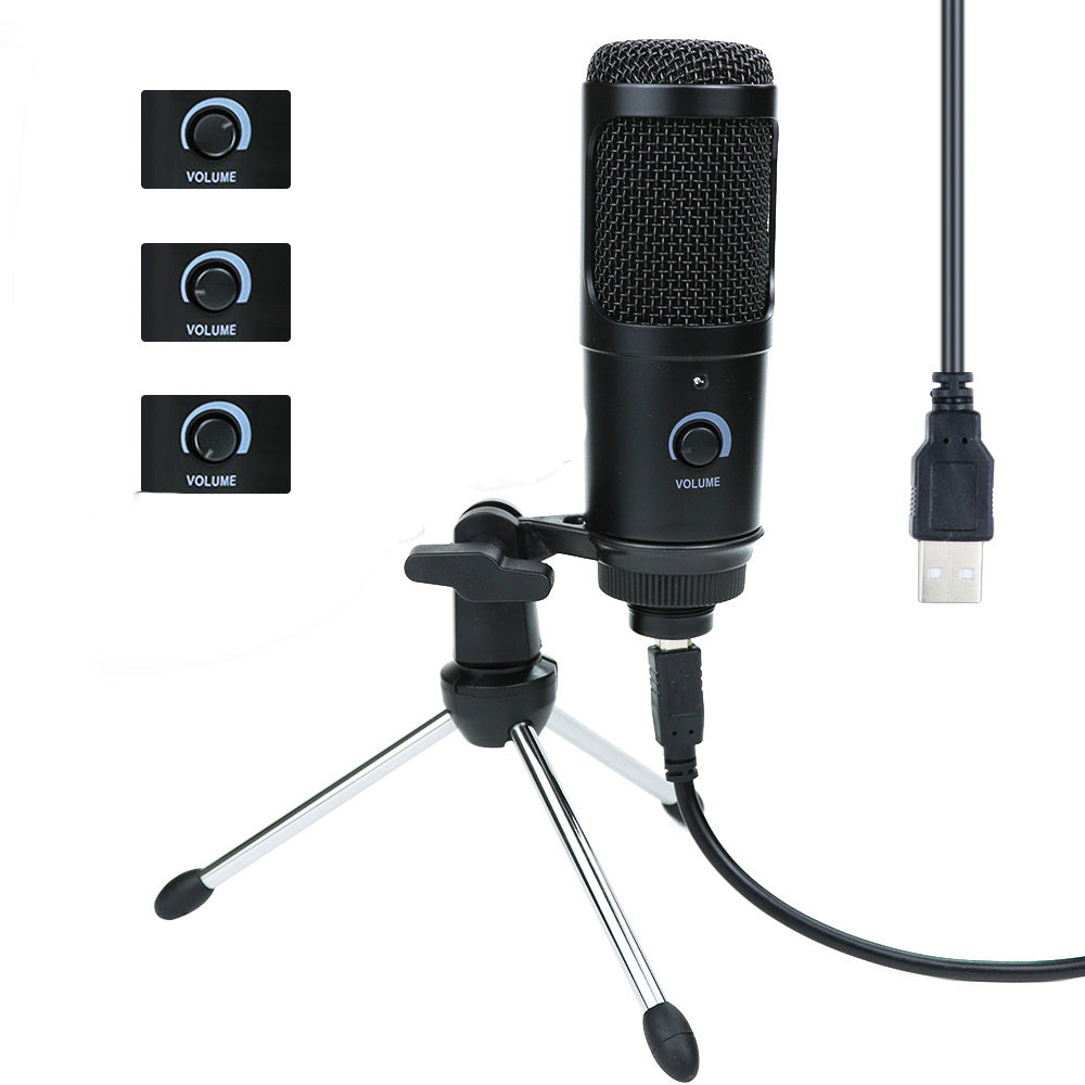 HKM-331283 Wired USB Condenser Microphone for Computer Recording and K Karaoke Sessions
