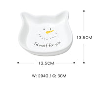 HKM-3316541 Cat Ear Shaped Ceramic Bowl in Christmas Fawn Maroon and Blue, Snowman and Christmas Tree Designs
