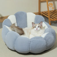 HKM-3317821 Cozy Grayish White Shell Nest for Cats and Dogs - Soft Rabbit Fur and PP Cotton, Warm for All Seasons