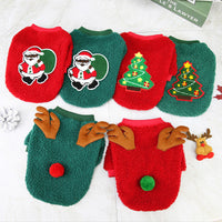 HKM-3318717 Fluffy Winter Jacket for Small Dogs in Christmas Tree and Santa Claus Designs