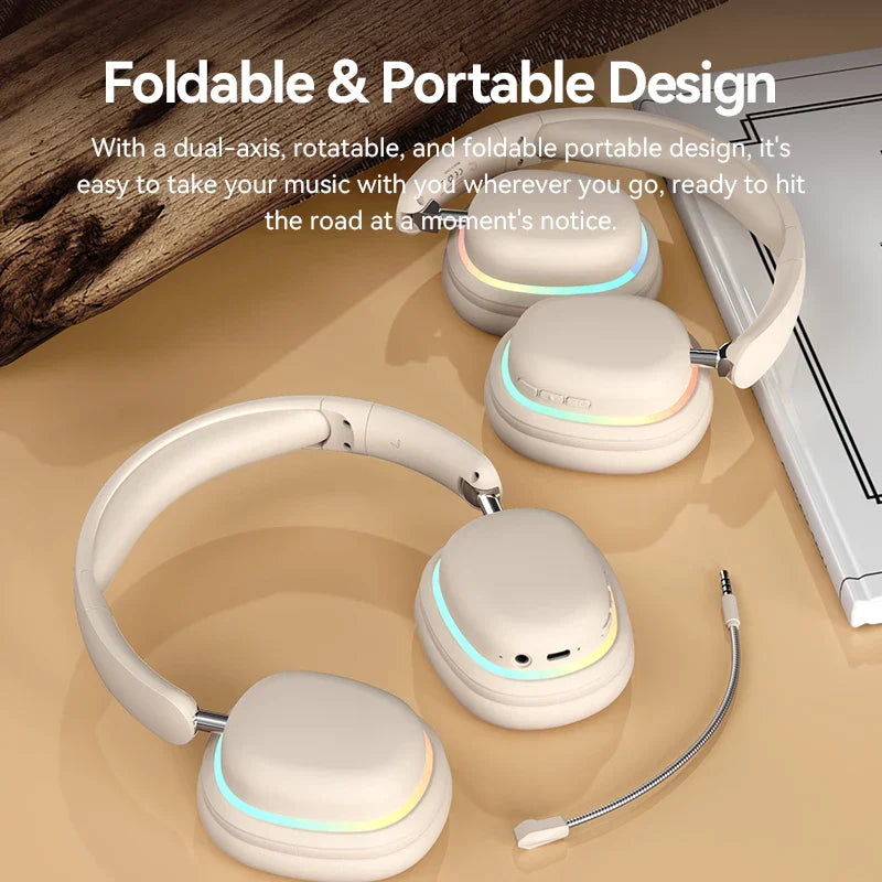 HKM-331923 Wireless Foldable Headphones with Rotatable Mic and BT 5.3 Stereo Earphones