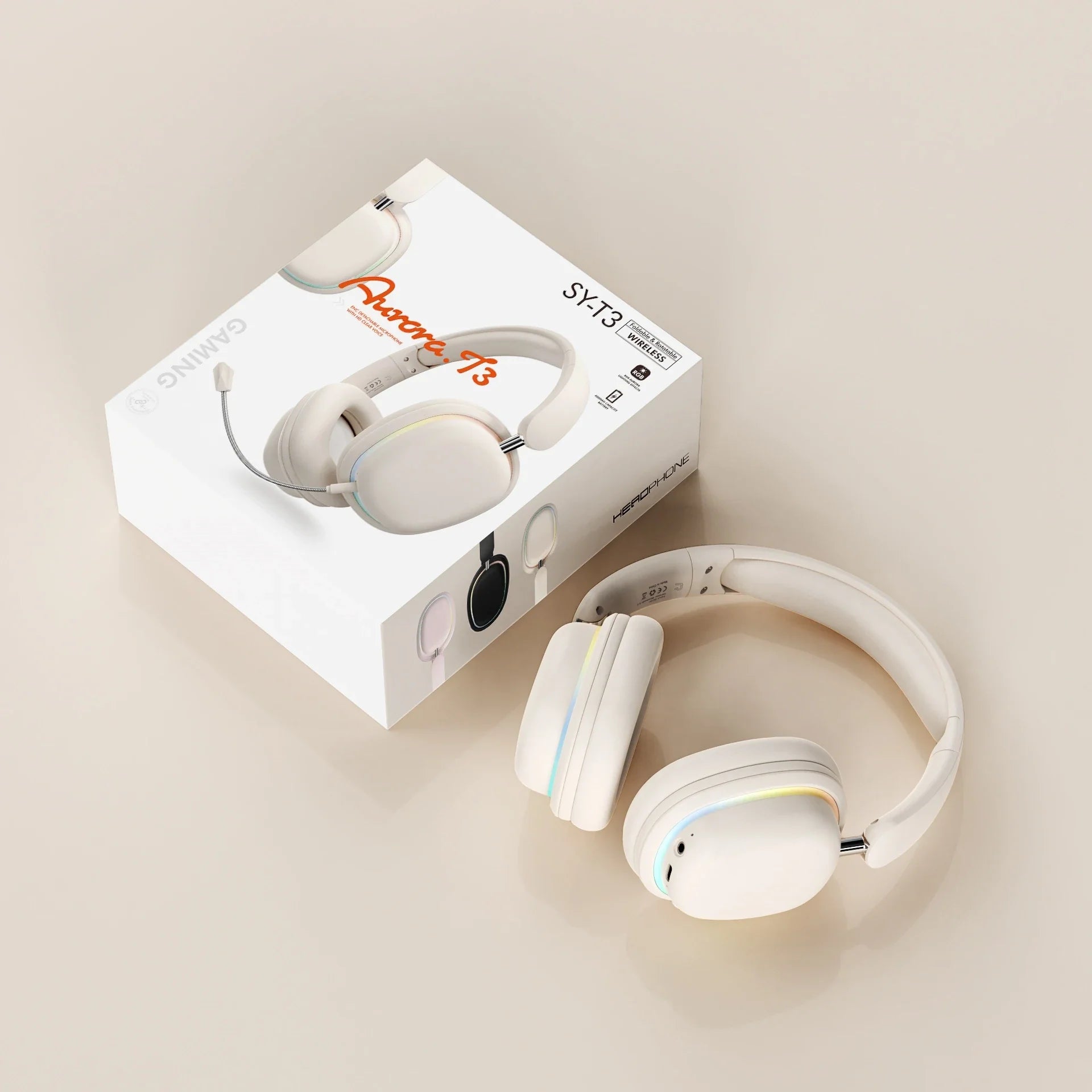 HKM-331923 Wireless Foldable Headphones with Rotatable Mic and BT 5.3 Stereo Earphones