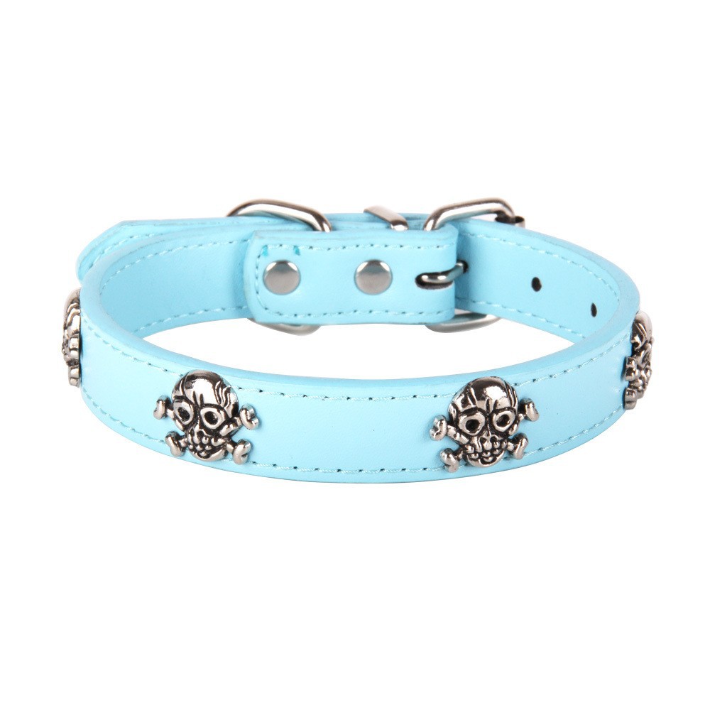 HKM-3320125 Stylish PU Dog Spike Collar in Sky Blue, Red, Coffee, and Black