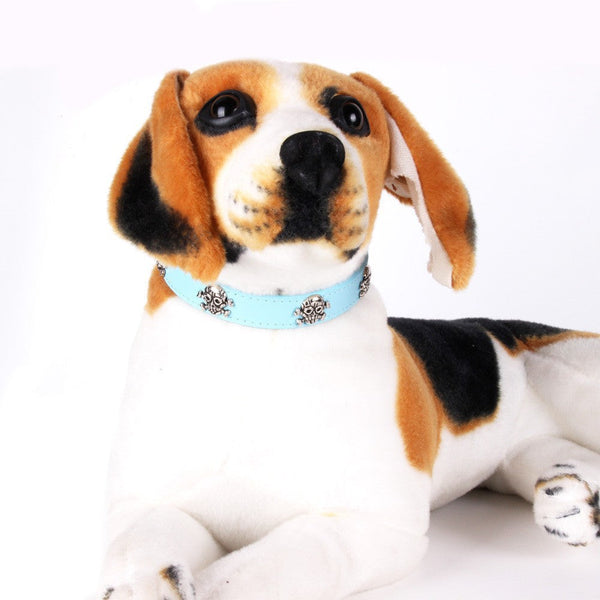 HKM-3320125 Stylish PU Dog Spike Collar in Sky Blue, Red, Coffee, and Black