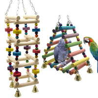 HKM-332179 Wooden Amusement Park Swing Stand for Parakeets and Parrots - 45x10cm