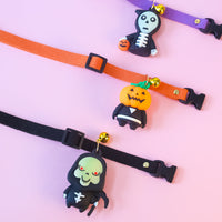 HKM-3322301 Halloween Themed Pet Collar Decoration - Cartoon Pumpkin Man, Luminous Skull, XS-L Sizes Available