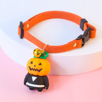 HKM-3322301 Halloween Themed Pet Collar Decoration - Cartoon Pumpkin Man, Luminous Skull, XS-L Sizes Available