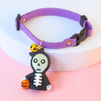 HKM-3322301 Halloween Themed Pet Collar Decoration - Cartoon Pumpkin Man, Luminous Skull, XS-L Sizes Available