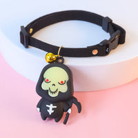 HKM-3322301 Halloween Themed Pet Collar Decoration - Cartoon Pumpkin Man, Luminous Skull, XS-L Sizes Available