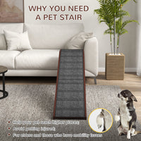 HKM-3324477 Pet Ramp for Dogs with Non-Slip Carpet, Sturdy Wooden Design, 74"x16"x25", Easy Access for Pets
