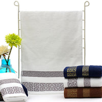 HKM-332499 Men's Minimalist Cotton Towel Gift Box Set in White, Brown, and Dark Blue - 35x75 cm
