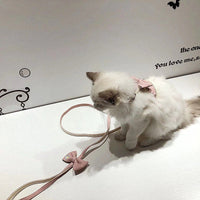 HKM-3325885 I-shaped Pet Bow Harness with Chest and Traction Rope for Size S and M Pets