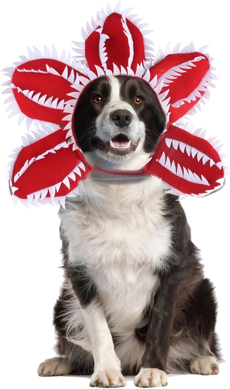 HKM-3329341 Pet Demon Costume Hat for Medium Dogs – Halloween Chomper Headband Cosplay Accessory