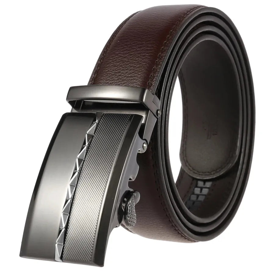 HKM-332947 Men's Automatic Buckle Leather Belt - Stylish Business Accessory