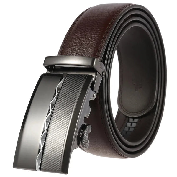 HKM-332947 Men's Automatic Buckle Leather Belt - Stylish Business Accessory