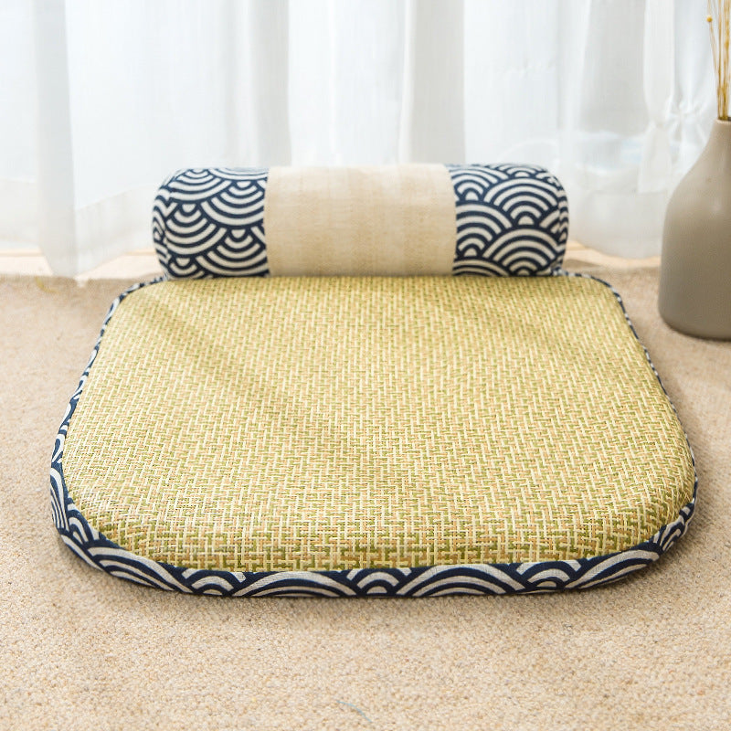 HKM-3330109 Stylish Summer Pet Nest Mat with Straw Weaving and Zen Design for Cats and Small Dogs