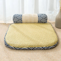 HKM-3330109 Stylish Summer Pet Nest Mat with Straw Weaving and Zen Design for Cats and Small Dogs