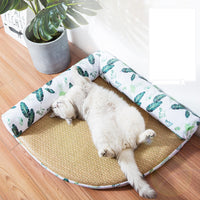 HKM-3330109 Stylish Summer Pet Nest Mat with Straw Weaving and Zen Design for Cats and Small Dogs