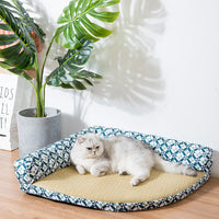 HKM-3330109 Stylish Summer Pet Nest Mat with Straw Weaving and Zen Design for Cats and Small Dogs
