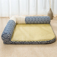 HKM-3330109 Stylish Summer Pet Nest Mat with Straw Weaving and Zen Design for Cats and Small Dogs